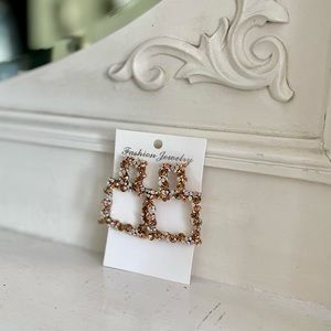 Retro Crystal Geometric Earrings